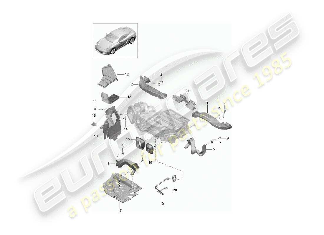 porsche 2016 (981 cayman) luftkanal teilediagramm