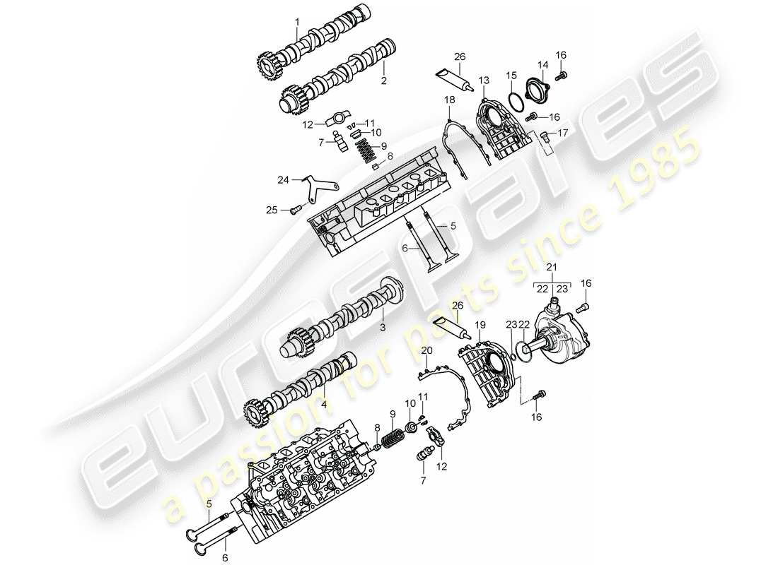 porsche 2010 (cayenne e1 9pa) nockenwelle, ventile teilediagramm