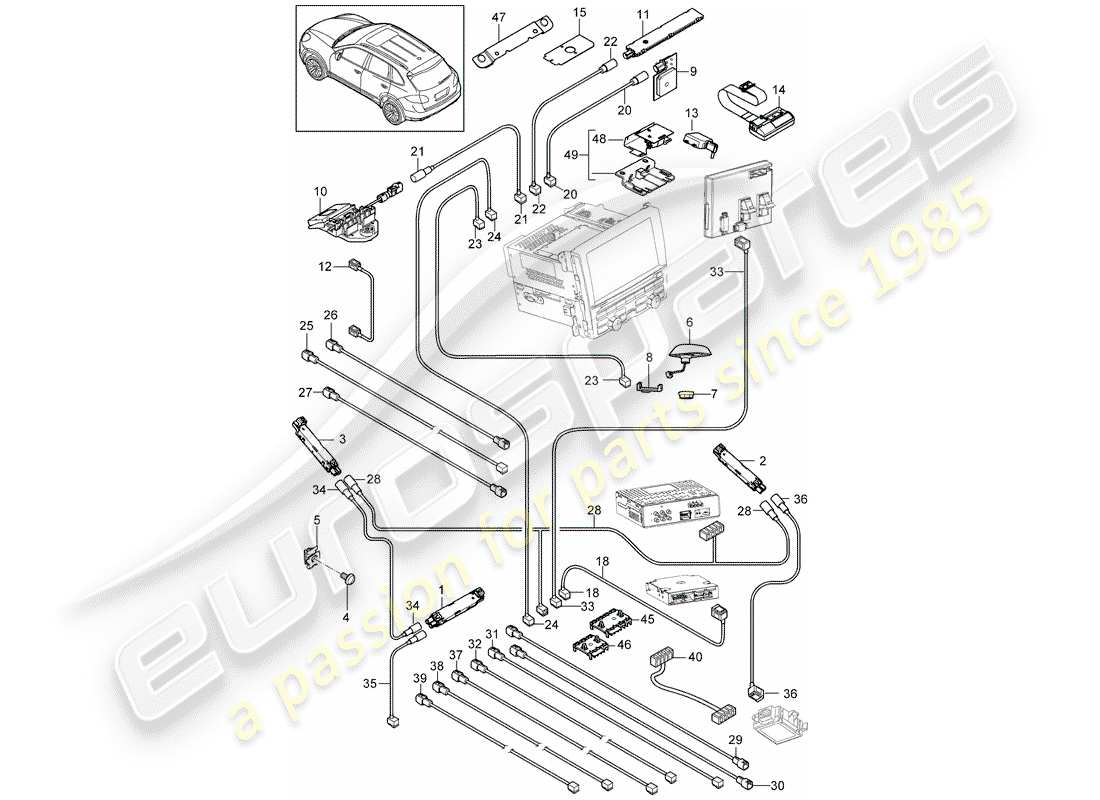 porsche 2014 (cayenne e2 92a) antennenverstärker teilediagramm