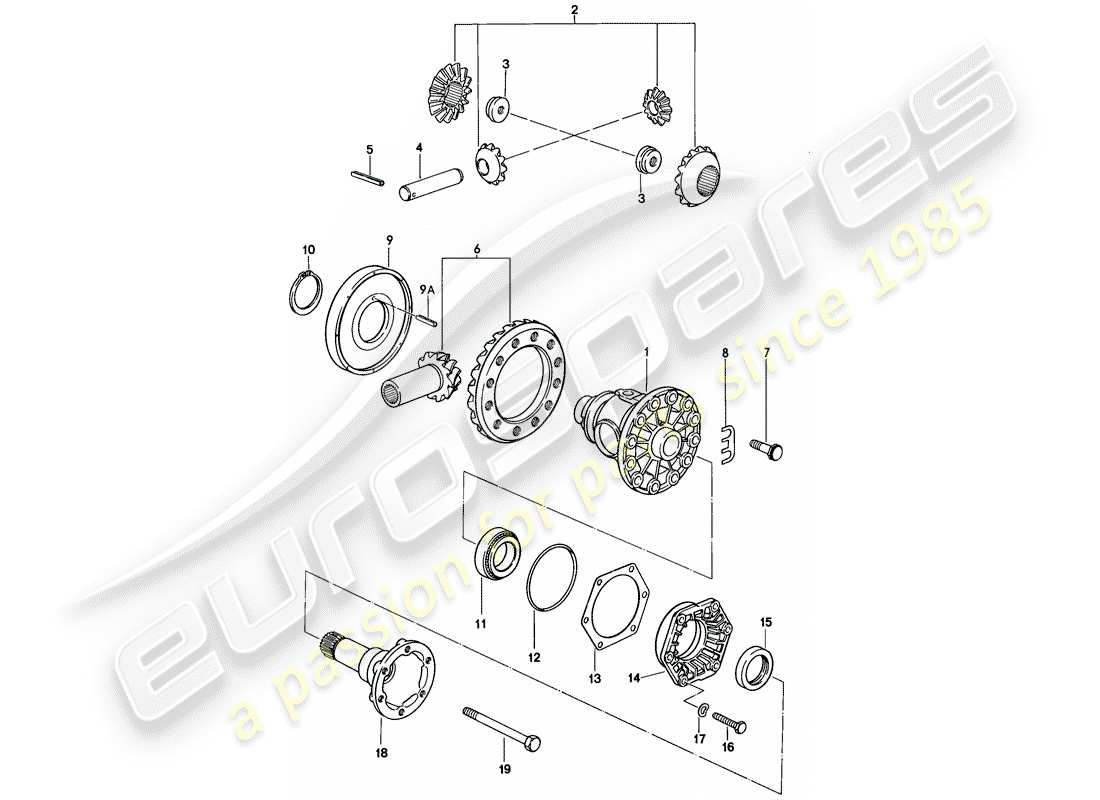 porsche 1981 (928) differential - 2 - automatikgetriebe ersatzteildiagramm