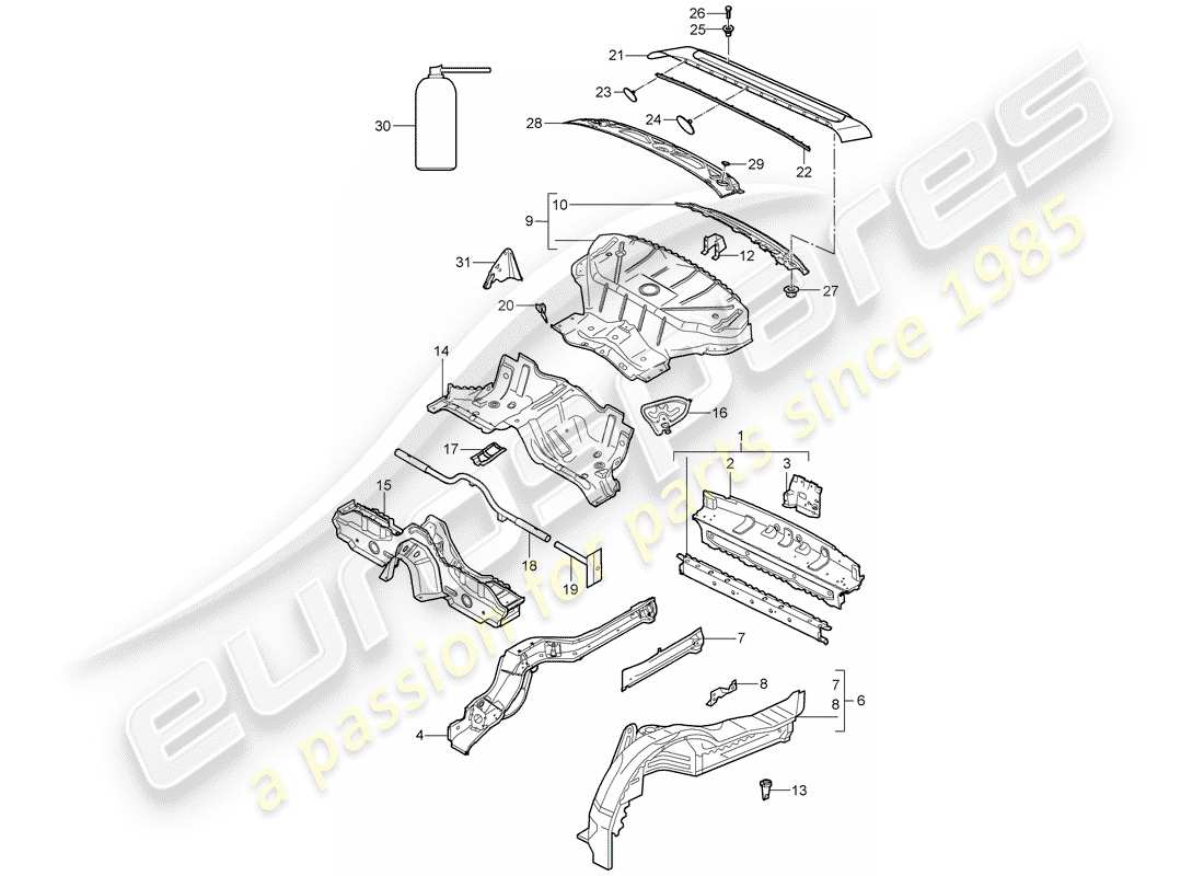 porsche 2006 (997-1) hinteres ende teilediagramm