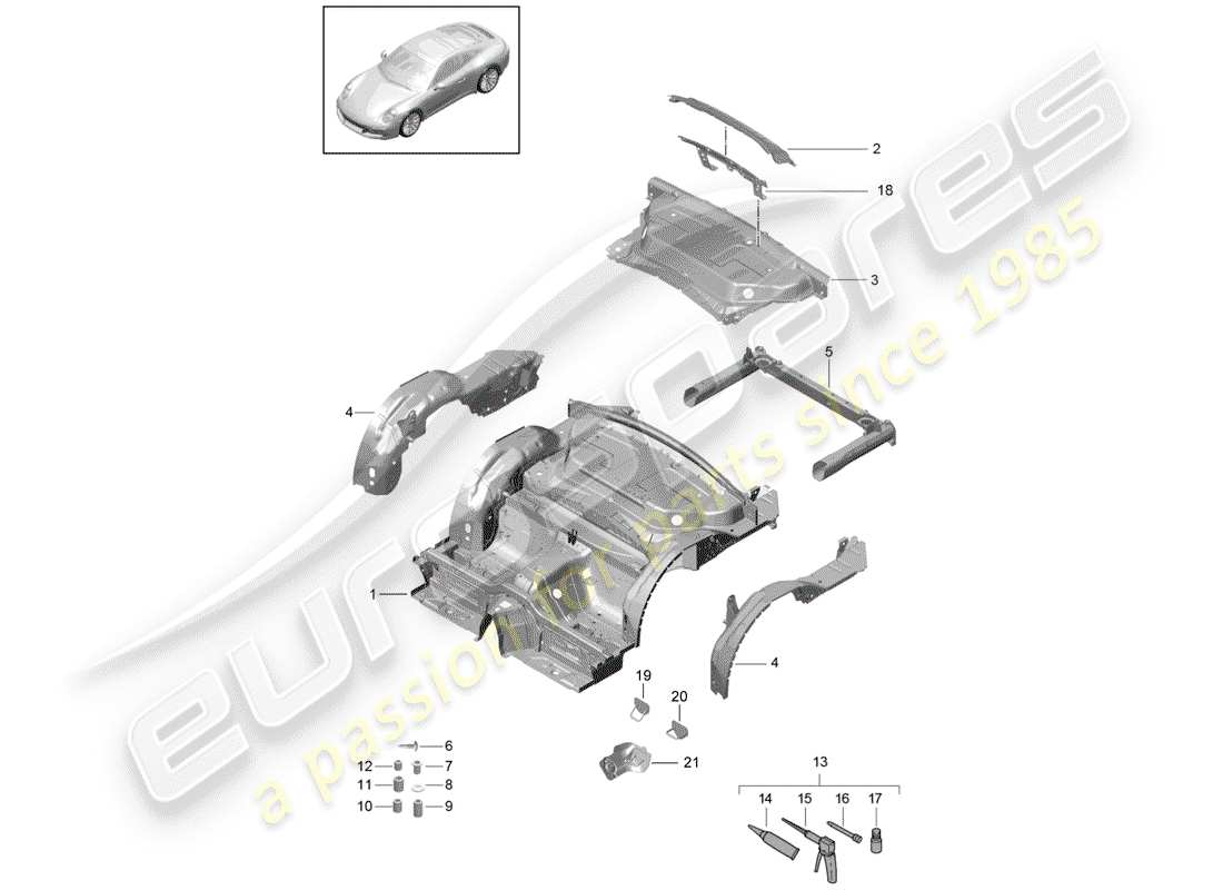 porsche 2020 (991-2) hinteres ende teilediagramm