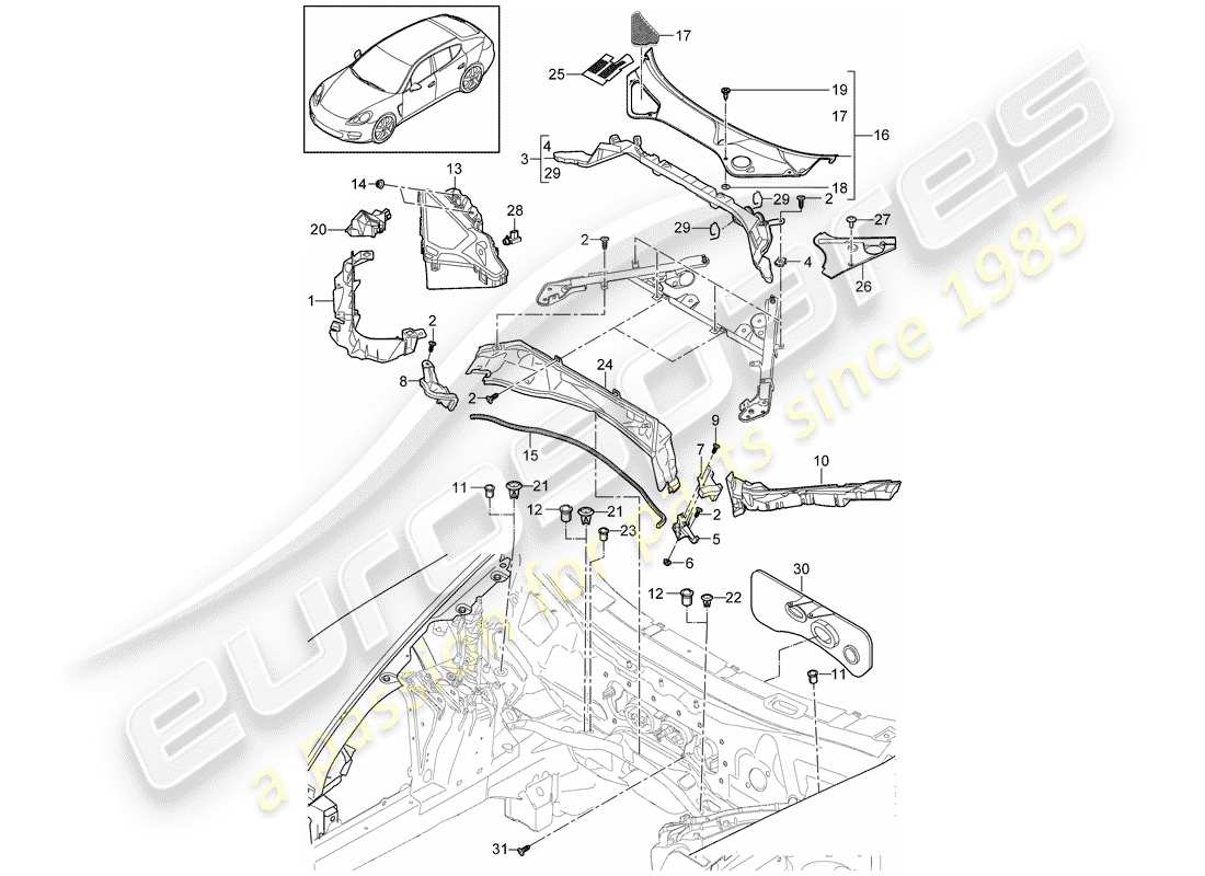 porsche 2012 (panamera 970) wasserbehälter-ersatzteildiagramm