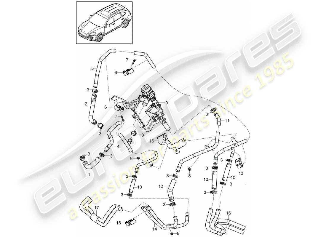 porsche 2014 (cayenne e2 92a) heizung teilediagramm