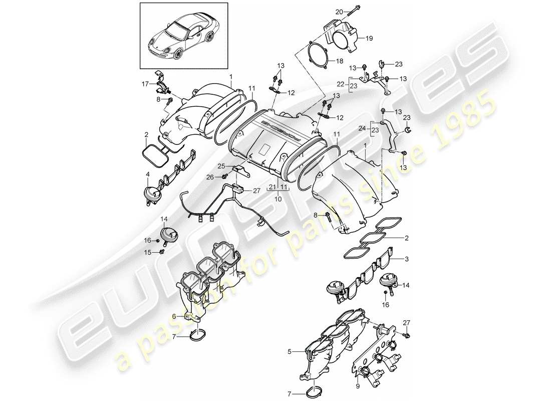 porsche 2011 (997-2) ansaugluftverteiler teilediagramm
