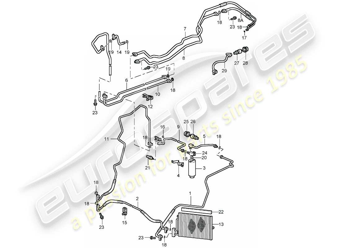 porsche 2004 (996 turbo / gt2) kältemittelkreislauf teilediagramm
