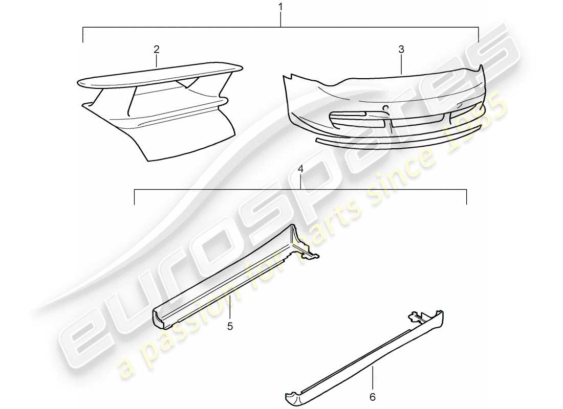 porsche 1989 (tequipment) aerokit-ersatzteildiagramm