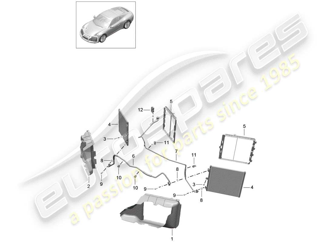 porsche 2020 (991-2) kältemittelkreislauf teilediagramm