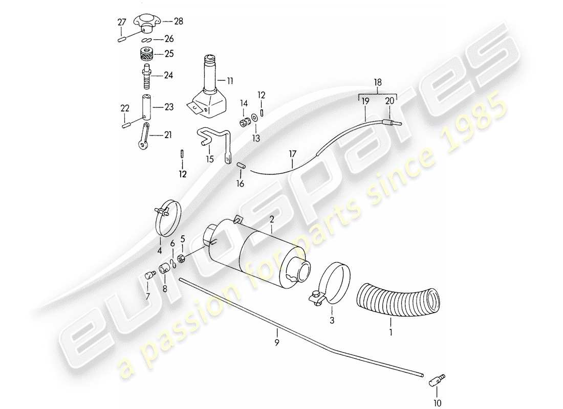 porsche 1957 (356/356a) heizluftzufuhr ersatzteildiagramm