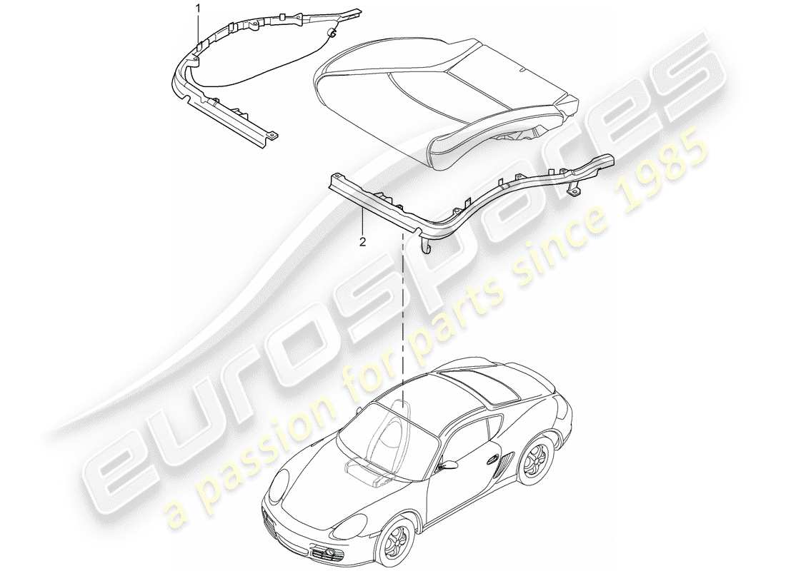 porsche 2011 (987 cayman) kissenträger ersatzteildiagramm