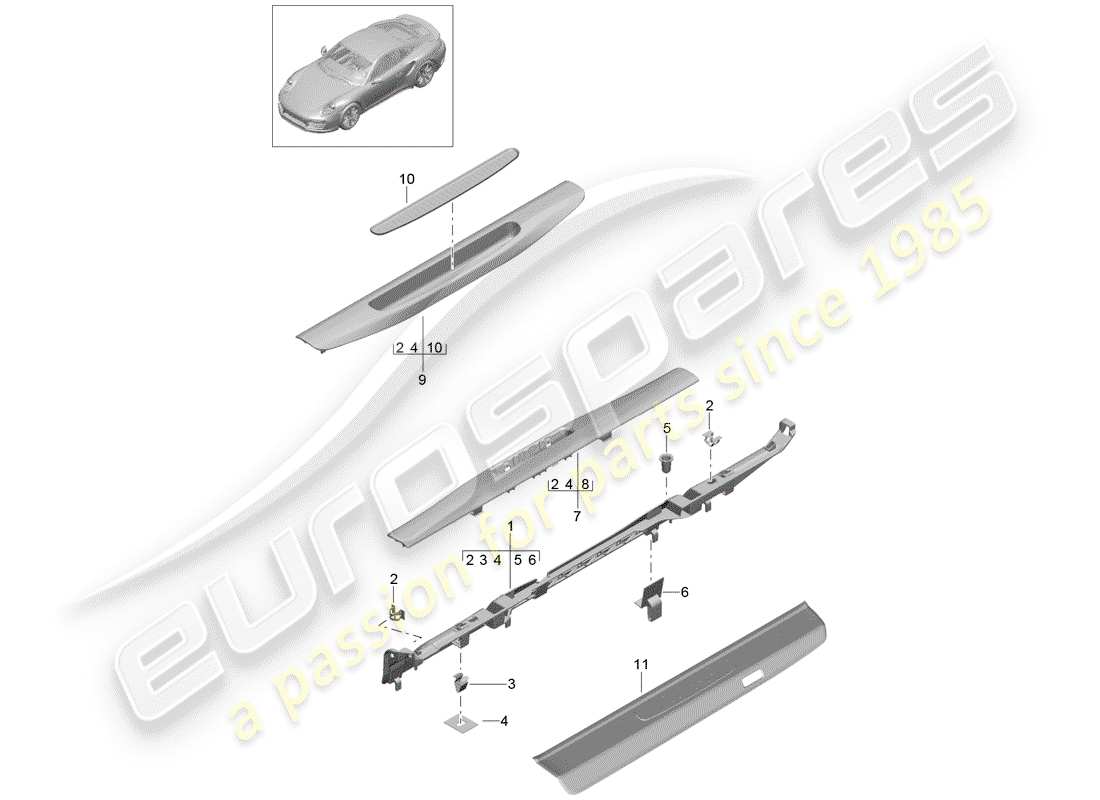 porsche 2019 (991-2 turbo) beschichtung teilediagramm
