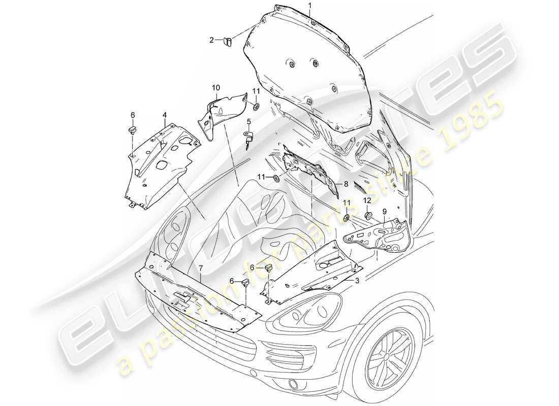 porsche 2012 (cayenne e2 92a) schalldämpfer teilediagramm