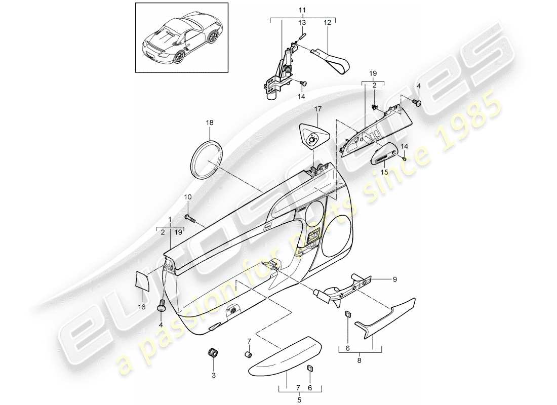 porsche 2011 (987 cayman) türplatte teilediagramm