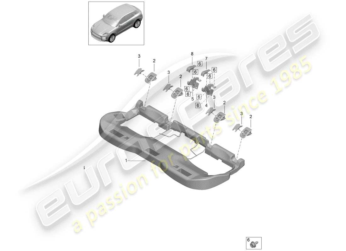 porsche 2019 (macan) rücksitz teilediagramm