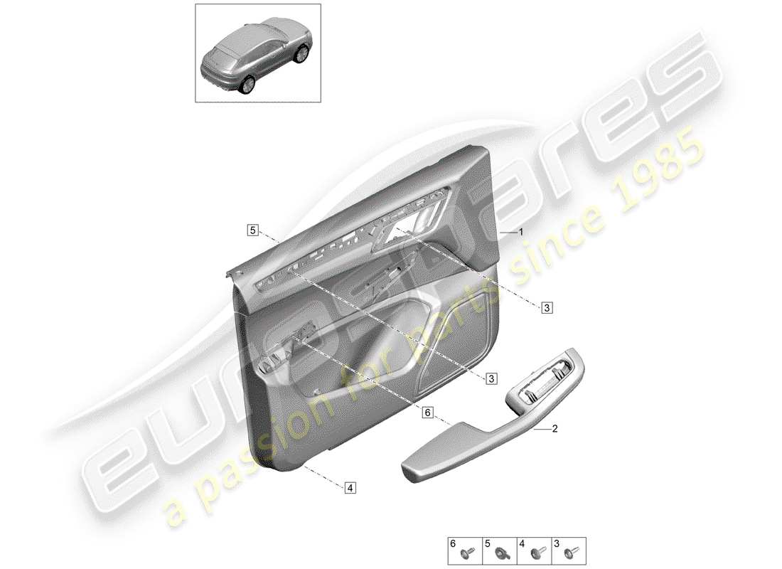 porsche 2019 (macan) türverkleidungen ersatzteildiagramm