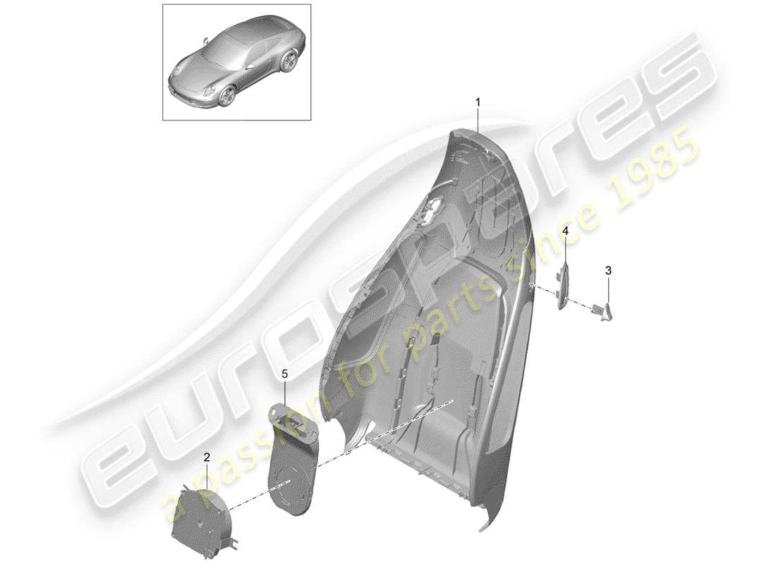 porsche 2015 (991-1) rückenlehnenschale ersatzteildiagramm