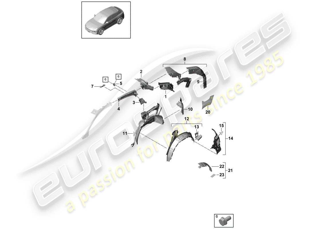 porsche 2018 (cayenne e3 9ya/9yb) seitenwand teilediagramm