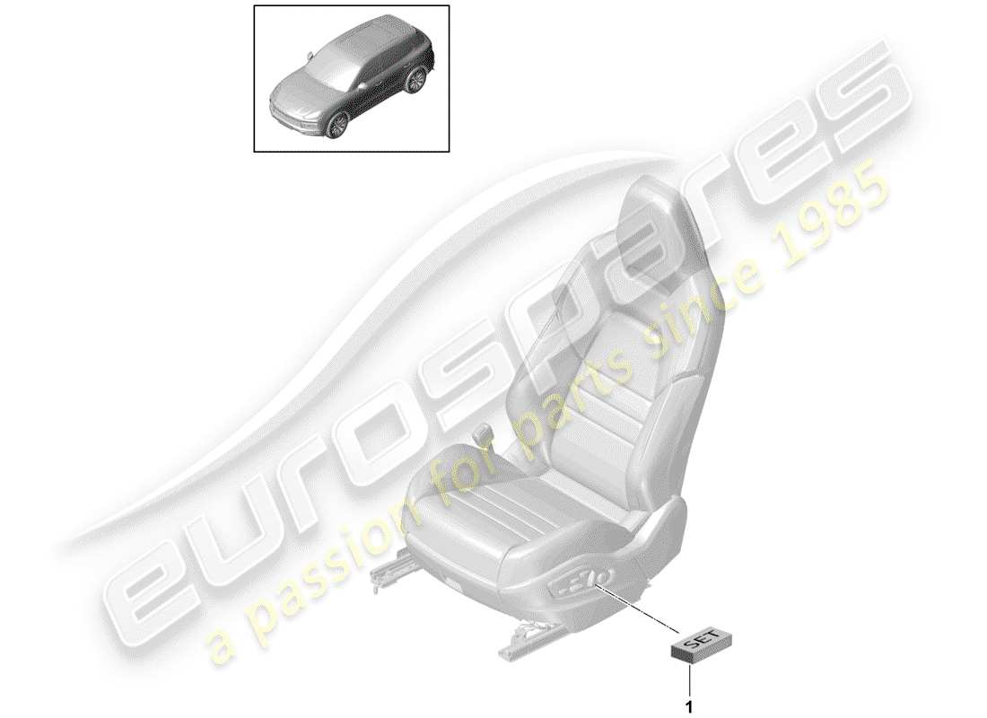 porsche 2018 (cayenne e3 9ya/9yb) reparatursatz für beifahrersitz ersatzteildiagramm