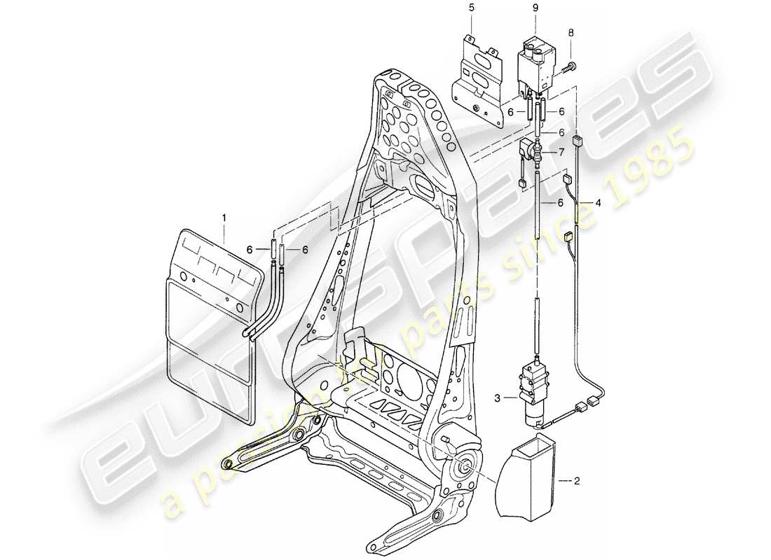 porsche 1998 (996) lumbar support ersatzteildiagramm