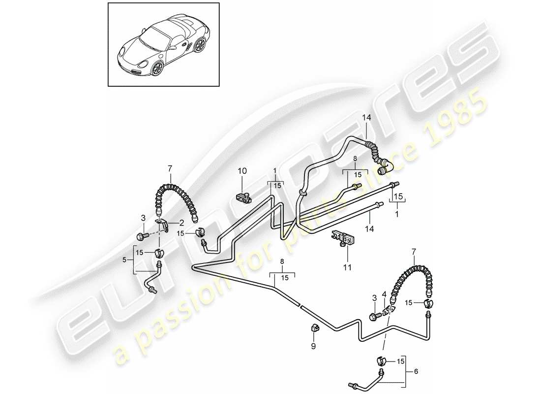 porsche 2012 (987 boxster) bremsleitung teilediagramm