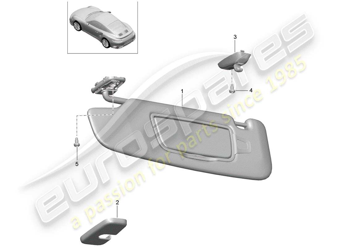 porsche 2014 (991-1 turbo) sonnenblenden ersatzteildiagramm