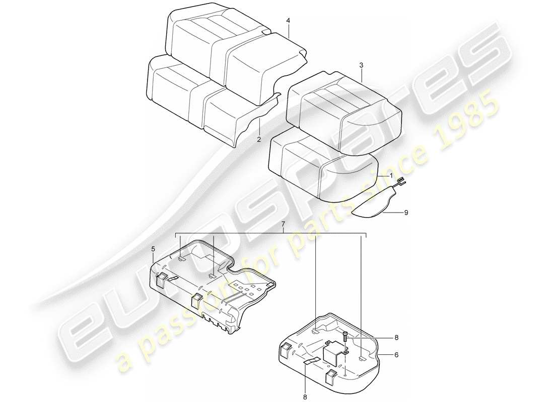 porsche 2008 (cayenne e1 9pa) schaumteil teilediagramm