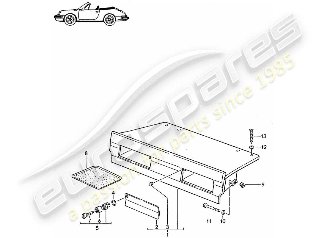 porsche 1987 (seats for 944/968/911/928) gepäckträger - - d - mj 1987>> - mj 1989 ersatzteildiagramm