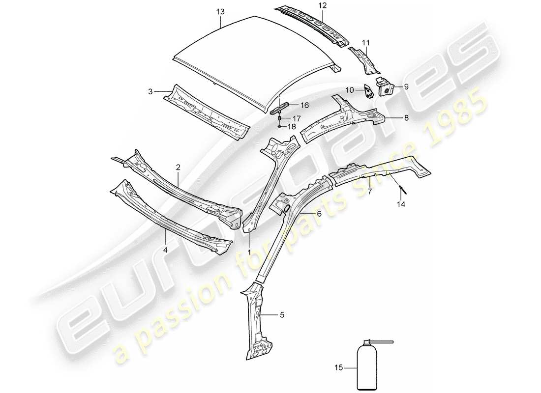 porsche 2007 (987 cayman) roof-teilediagramm