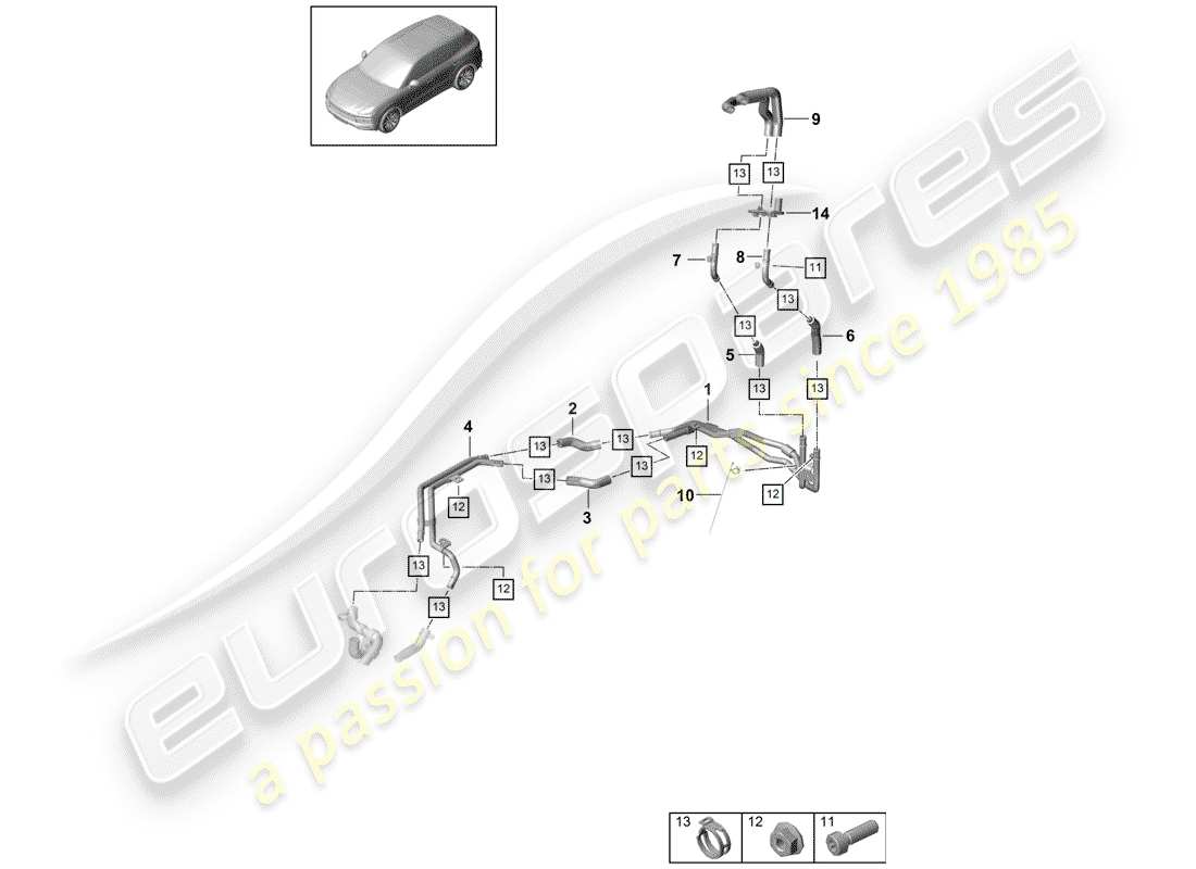 porsche 2020 (cayenne e3 9ya/9yb) heizung teilediagramm
