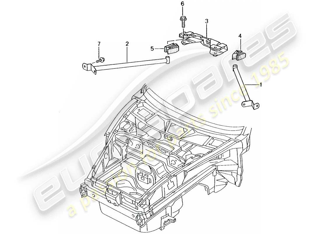 porsche 1998 (996) dome strut-ersatzteildiagramm