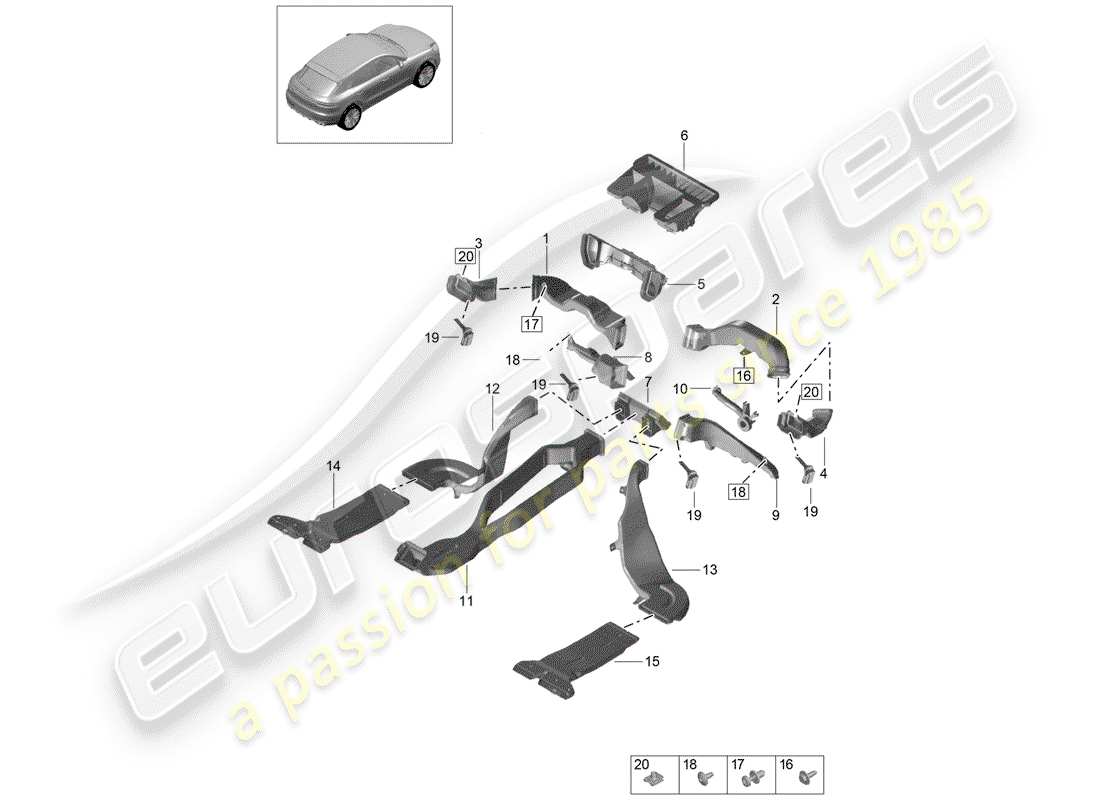 porsche 2020 (macan) luftkanal teilediagramm