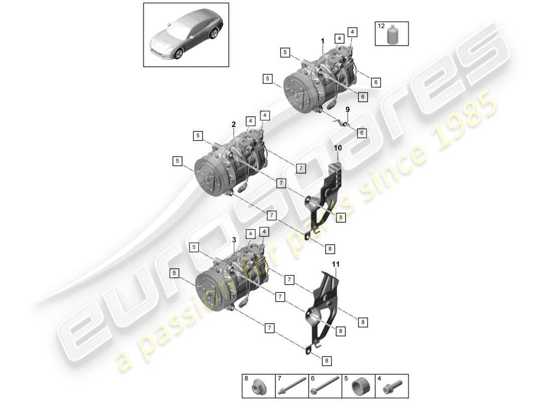 porsche 2019 (panamera 971-1) kompressor teilediagramm