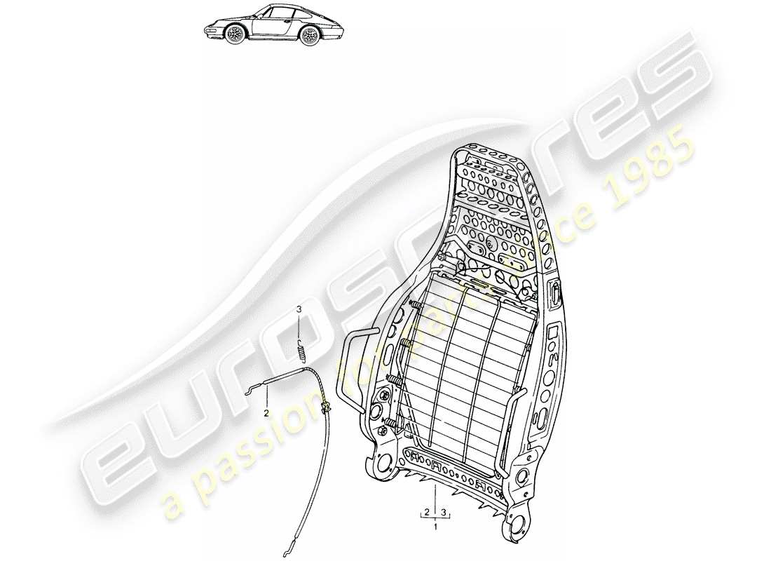 porsche 1987 (seats for 944/968/911/928) rückenlehnenrahmen - sportsitz - d - mj 1994>> - mj 1994 ersatzteildiagramm