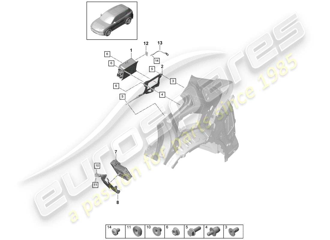 porsche 2019 (cayenne e3 9ya/9yb) ladegerät für hochspannung ersatzteildiagramm