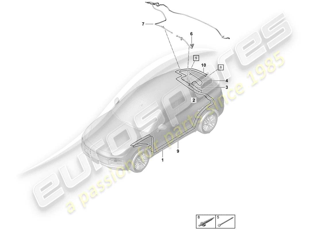 porsche 2019 (cayenne e3 9ya/9yb) schlauch-teilediagramm