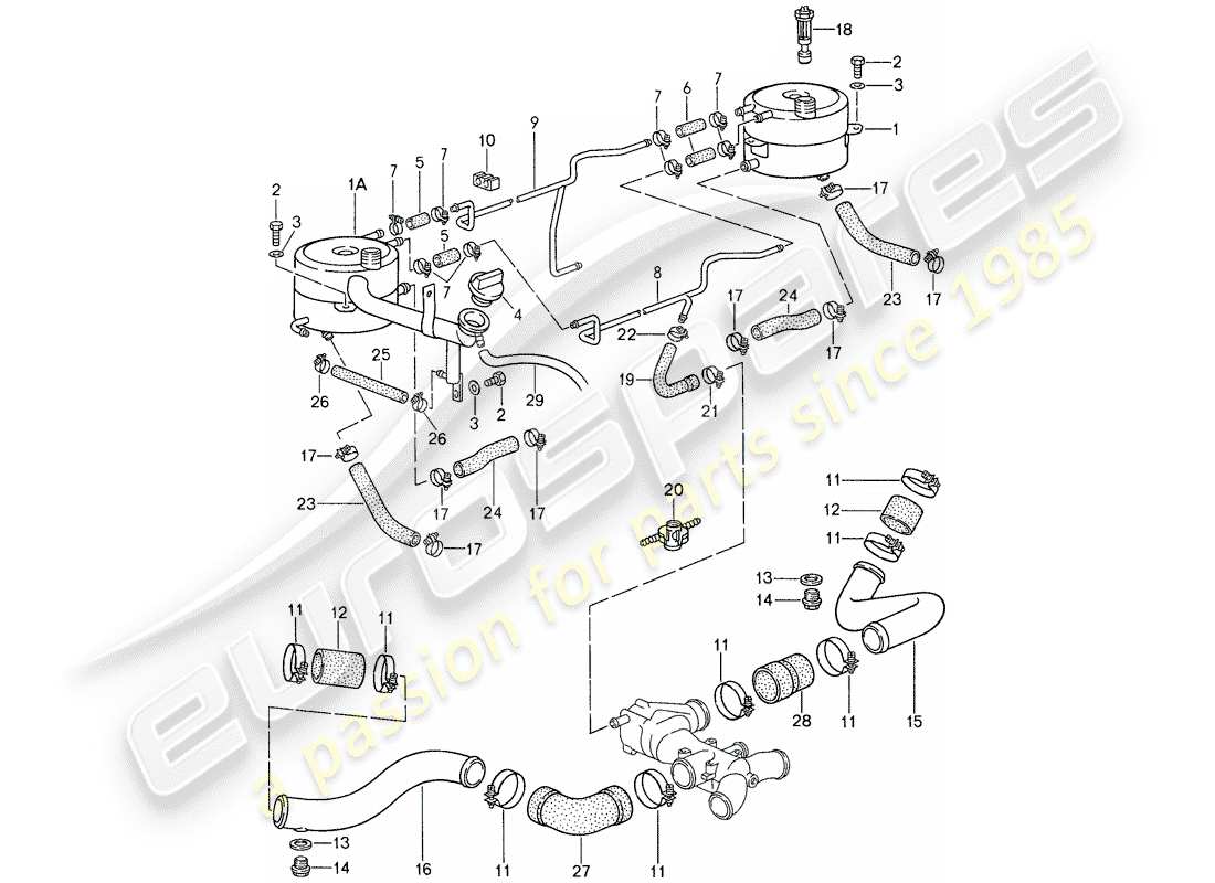 porsche 1987 (959) wasserkühlung 2 ersatzteildiagramm