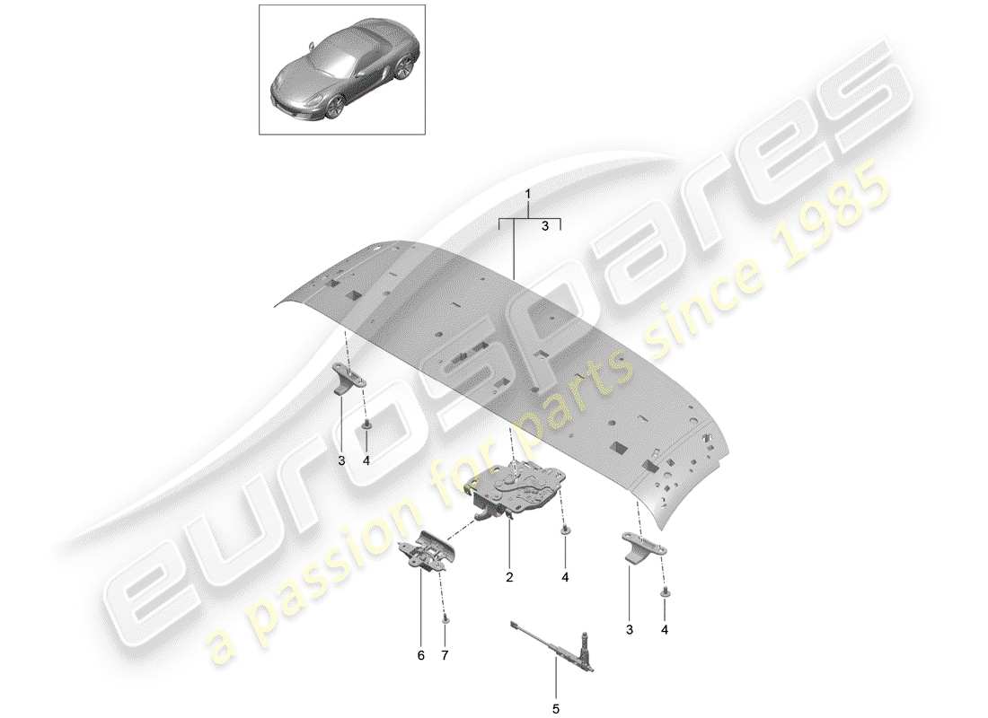 porsche 2012 (981 boxster) top frame ersatzteildiagramm