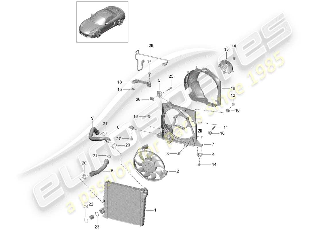 porsche 2013 (981 boxster) wasserkühlung 2 ersatzteildiagramm