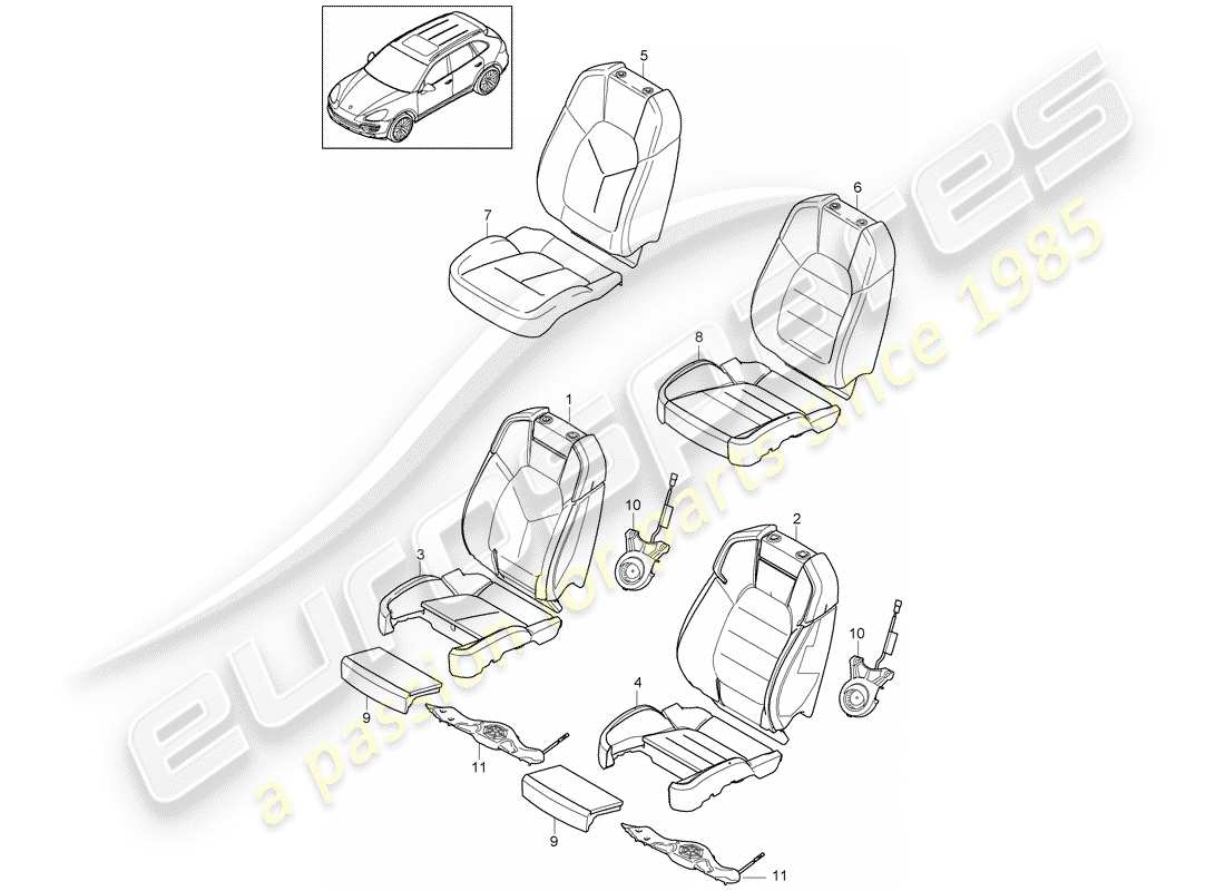 porsche 2011 (cayenne e2 92a) schaumteil teilediagramm