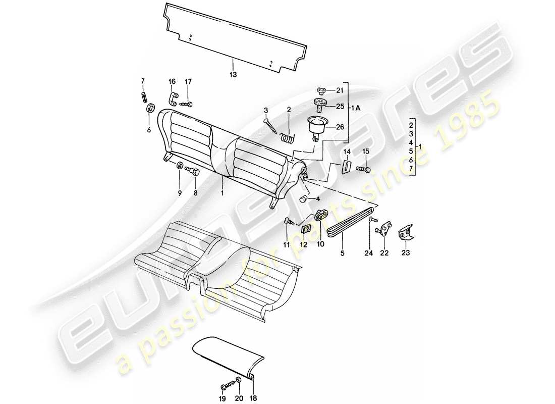 porsche 1983 (944) notsitz - einzelteile ersatzteildiagramm