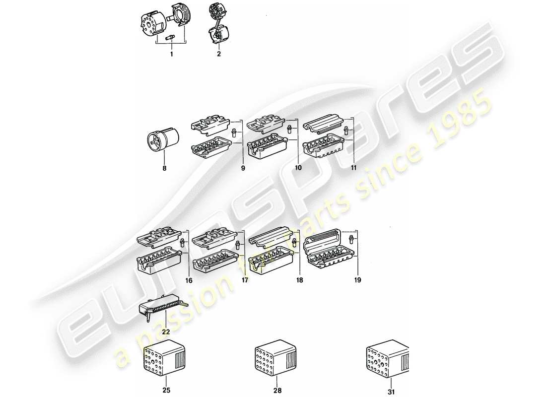 porsche 1995 (968) steckverbindergehäuse ersatzteildiagramm