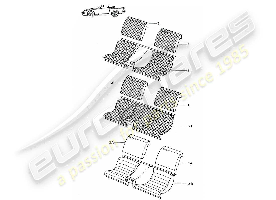 porsche 1987 (seats for 944/968/911/928) notsitz - komplett - - d - mj 1989>> - mj 1991 ersatzteildiagramm