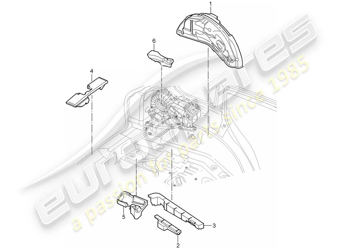 porsche 2008 (cayenne e1 9pa) schallabsorber ersatzteildiagramm