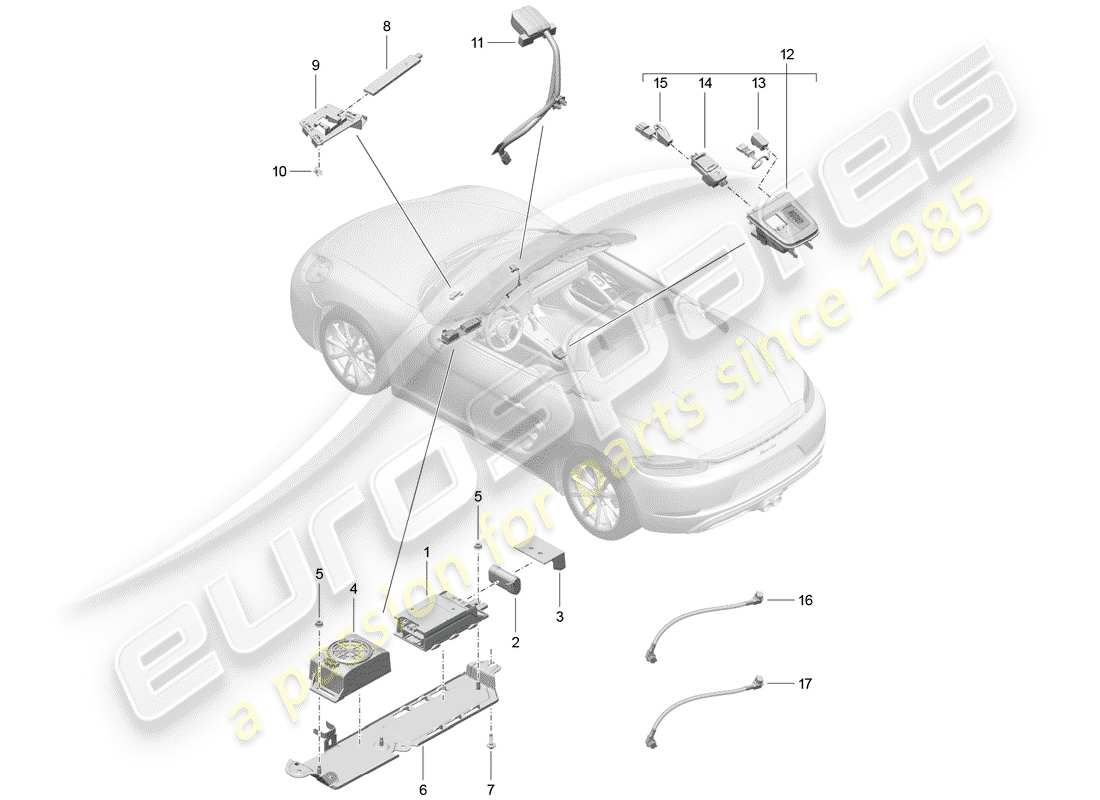 porsche 2017 (718 boxster) für fahrzeuge mit telefon ersatzteildiagramm