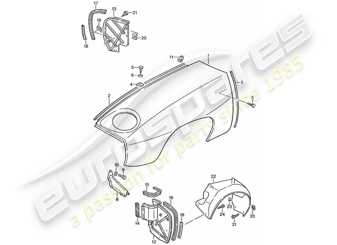 porsche 1989 (928) fender-teilediagramm