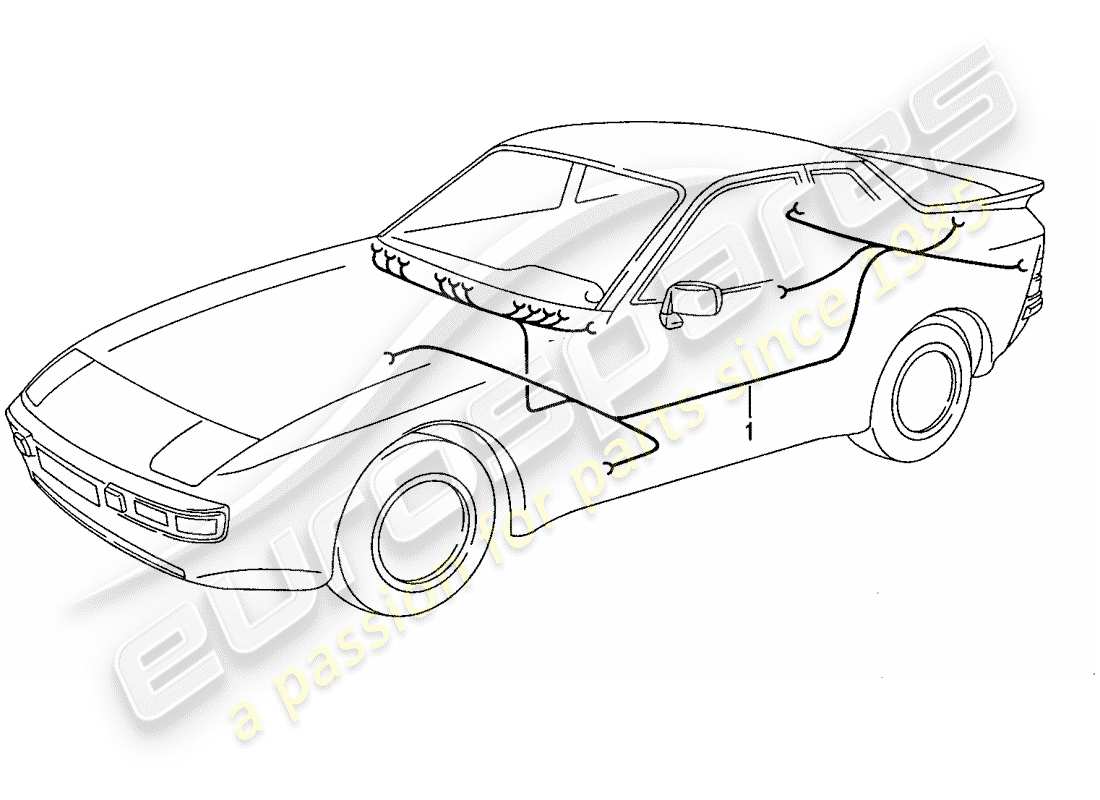 porsche 1989 (944) kabelbäume - fahrgastraum teilediagramm