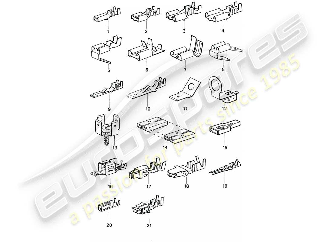 porsche 1990 (944) flachsteckverbinder - steckanschluss - ersatzteildiagramm