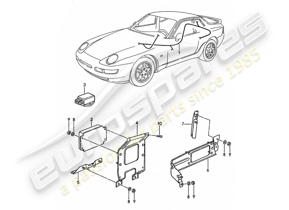 porsche 1994 (968) kabelbäume - steuergeräte - tiptronic ersatzteildiagramm