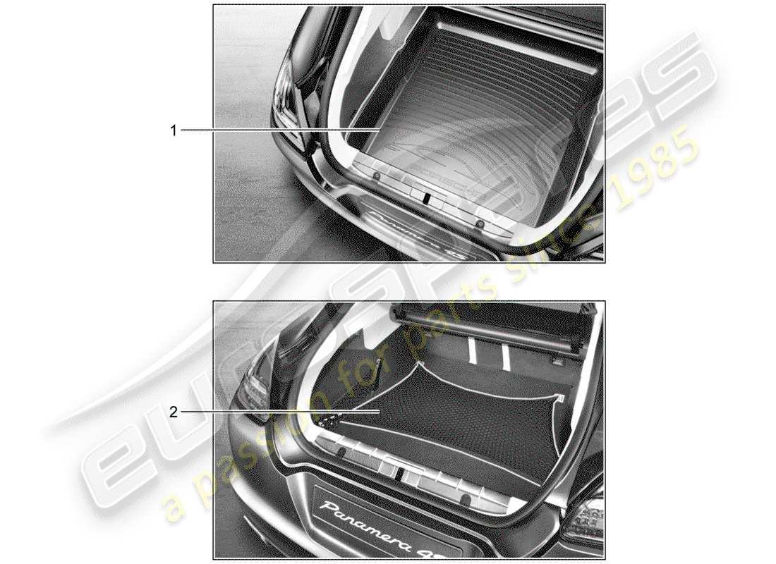 porsche 2014 (tequipment panamera) gepäckraumeinlage ersatzteildiagramm