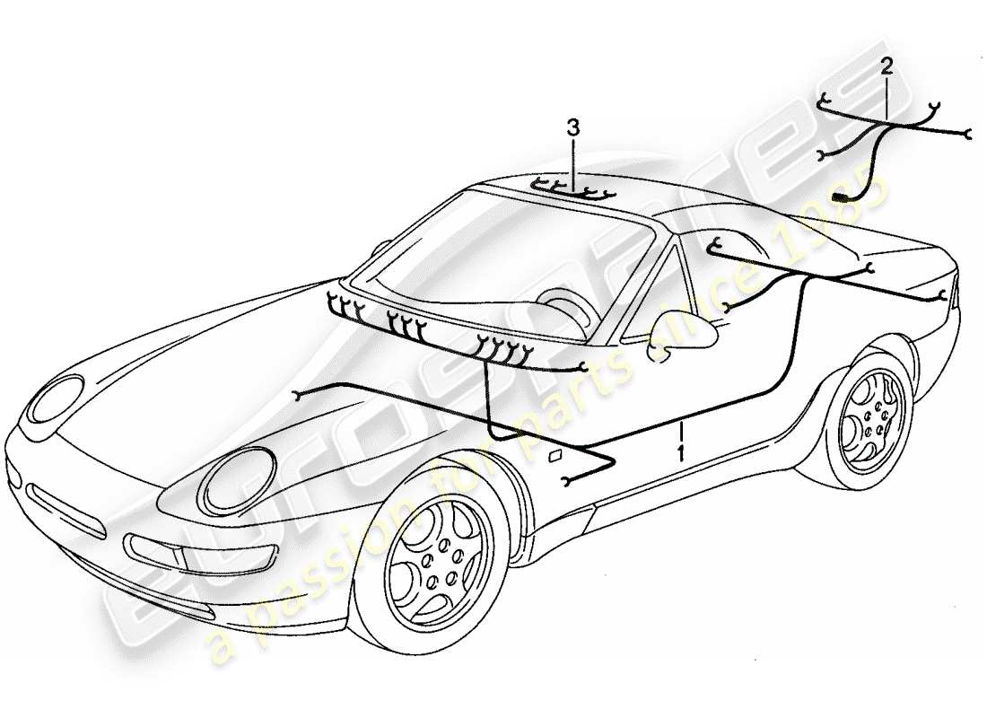 porsche 1992 (968) kabelbäume - fahrgastraum ersatzteildiagramm